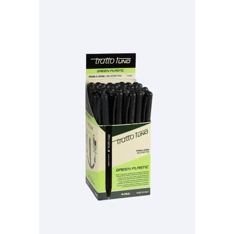 Penne a sfera Tratto 1Uno Green Plastic punta 1 mm - tratto 0,5 mm - nero Conf. 50 pezzi - F838303